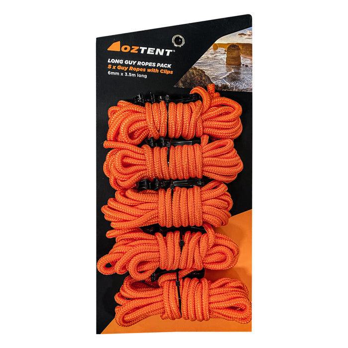 Oztent Long Guy Rope with Clip- 5 Pack